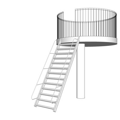 现代铁艺楼梯免费su模型(1)