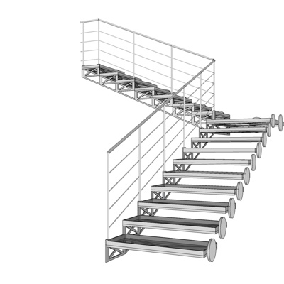 现代铁艺楼梯免费su模型(1)