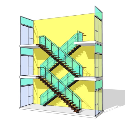 现代转角楼梯免费su模型(1)