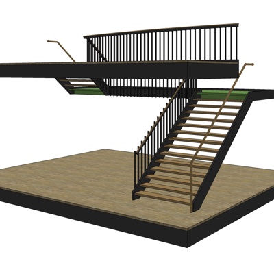 现代实木楼梯免费su模型(1)