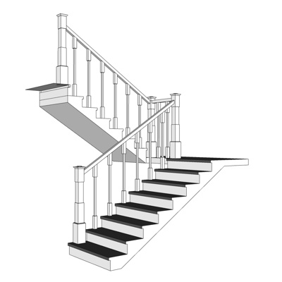 简欧楼梯免费su模型(1)