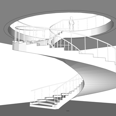 现代旋转楼梯免费su模型(1)