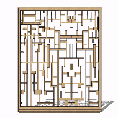 现代屏风隔断免费su模型(1)