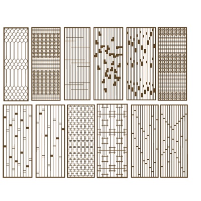 现代花格屏风隔断免费su模型(1)