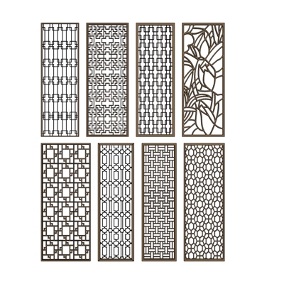 现代花格屏风隔断免费su模型(1)