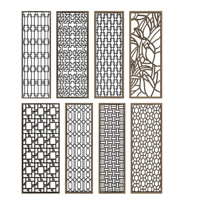 新中式花格屏风隔断免费su模型(1)