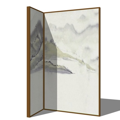 新中式屏风隔断免费su模型(1)