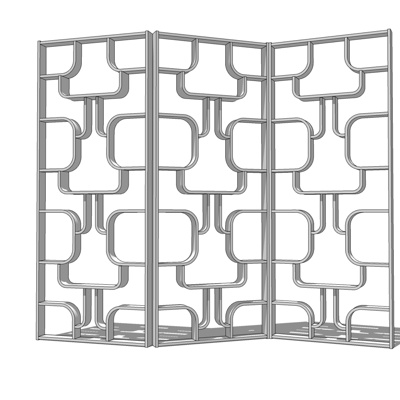 现代铁艺隔断屏风免费su模型(1)