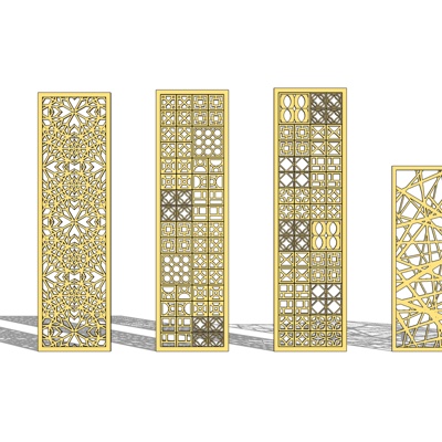 现代轻奢隔断免费su模型(1)