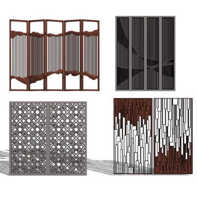 现代屏风隔断免费su模型(1)
