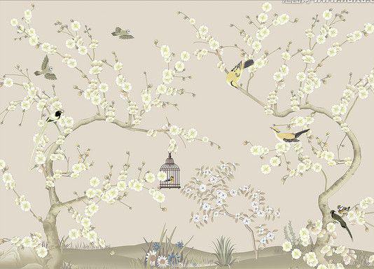 新中式梅花壁纸壁画壁布背景画 工笔画(14)新中式梅花壁纸壁画壁布背景画 工笔画(14)(1)