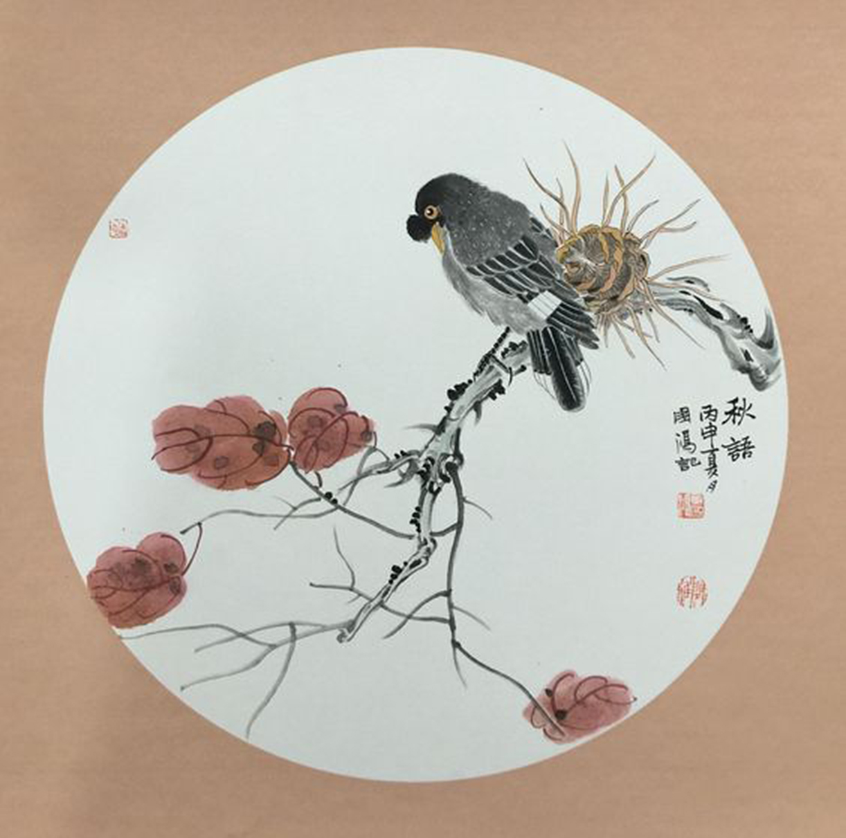 中式圆形花鸟挂画 (41)中式圆形花鸟挂画 (41)(1)